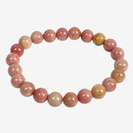 8mm Rhodonite Gemstone Unisex Handmade Stretch Bracelet