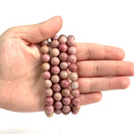 8mm Rhodonite Gemstone Unisex Handmade Stretch Bracelet