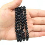 6mm Blue Tigers Eye Gemstone Bead Unisex Stretch Bracelet