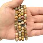 6mm Crazy Lace Agate Gemstone Unisex Stretch Bracelet