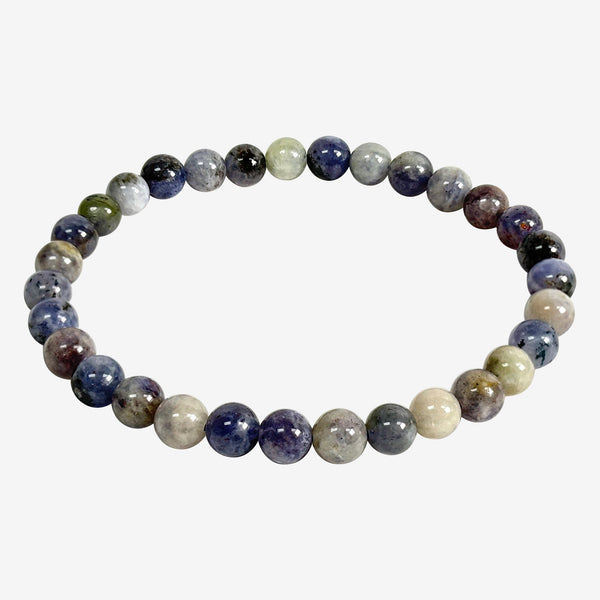6mm Iolite Gemstone Round Bead Unisex Stretch Bracelet - Gem Avenue wholesale
