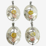 Oval Mother of Pearl Shell With Flower Bead Charm Pendants