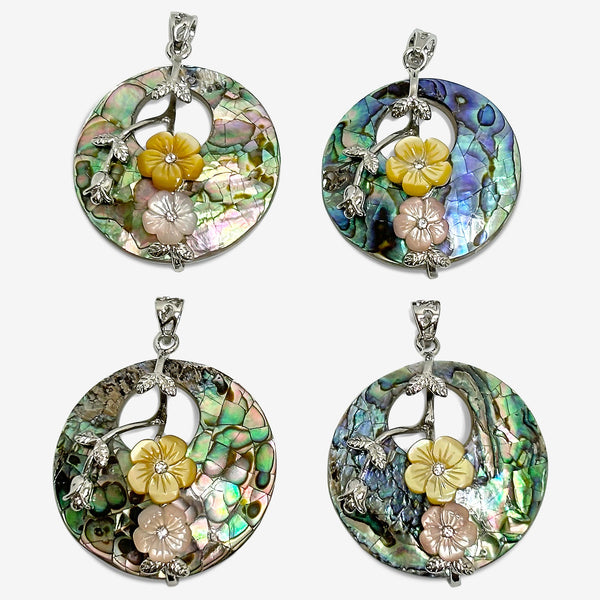 Ethnic Style Silver Tone Flower Charm Necklace Pendants - Gem Avenue