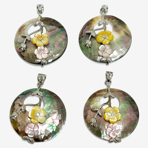 Ethnic Style Silver Tone Flower Charm Necklace Pendants - Gem Avenue