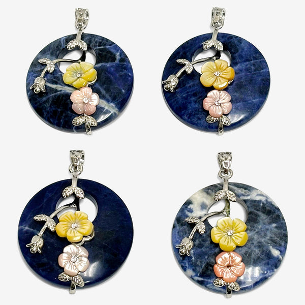 Ethnic Style Silver Tone Flower Charm Necklace Pendants - Gem Avenue