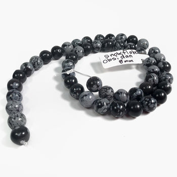 8mm Snowflake Obsidian Crystal Bead Strand - Gem Avenue Wholesale