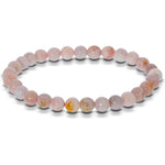 6mm Cherry Flower Agate Gemstone Bead Unisex Stretch Bracelet