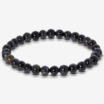 6mm Blue Tigers Eye Gemstone Bead Unisex Stretch Bracelet