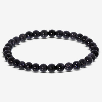 Blue Goldstone Bead Unisex Stretch Bracelet - Gem Avenue