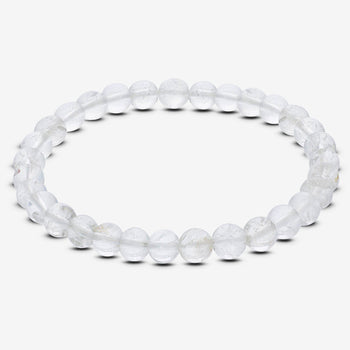 Natural Clear Quartz Gemstone Bead Handmade Stretch Unisex Bracelet - Gem Avenue
