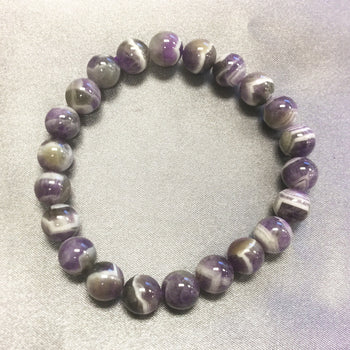 Genuine Chevron Amethyst Gemstone Beads Stretch Bracelet - Gem Avenue Wholesale
