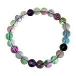 8mm Fluorite Gemstone Unisex Handmade Stretch Bracelet
