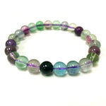 8mm Fluorite Gemstone Unisex Handmade Stretch Bracelet