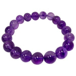 Handmade 10mm Round Stretch Amethyst Bead Unisex Bracelet