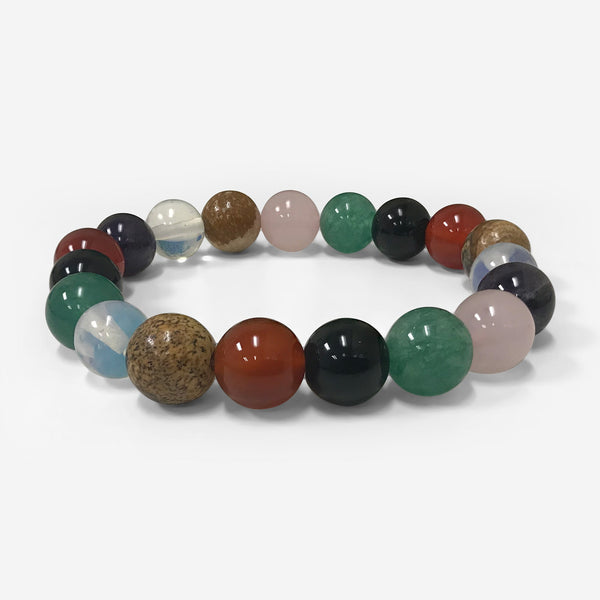 Handmade 10mm Round Stretch Multi Gemstone Bead Unisex Bracelet - Gem Avenue