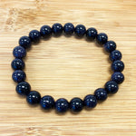 8mm Blue Goldstone Gemstone Unisex Handmade Stretch Bracelet