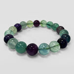 10mm Fluorite Gemstone Unisex Handmade Stretch Bracelet