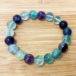 10mm Fluorite Gemstone Unisex Handmade Stretch Bracelet