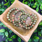 10mm Unakite Gemstone Unisex Handmade Stretch Bracelet