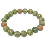 10mm Unakite Gemstone Unisex Handmade Stretch Bracelet