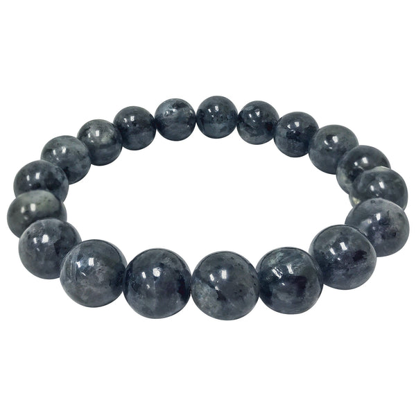 Larvikite Gemstone Bead Unisex Handmade Stretch Bracelet - Gem Avenue