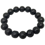 12mm Lava Stone Gemstone Round Bead Unisex Stretch Bracelet