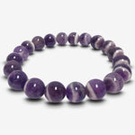 Chevron Amethyst 10mm Beads Handmade Stretchable Unisex Bracelets