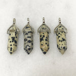 Natural Dalmation Jasper Hexagonal Bullet Pointed Pendant