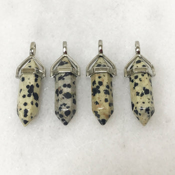 Hexagonal Dalmation Jasper Bullet Point Pendants Wholesale - Gem Avenue