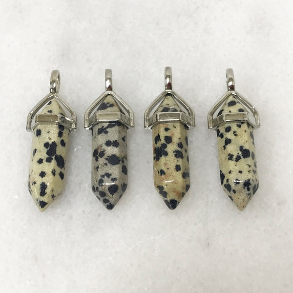 Hexagonal Dalmation Jasper Bullet Point Pendants Wholesale - Gem Avenue