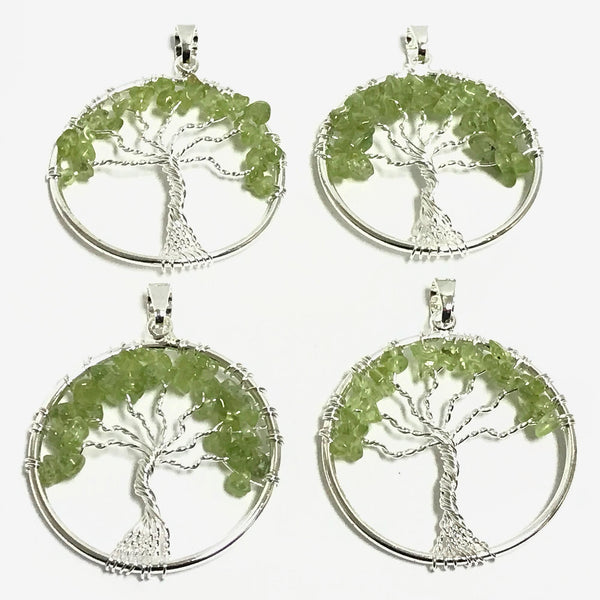 Wholesale Peridot Wire Wrapped Tree of Life Pendant