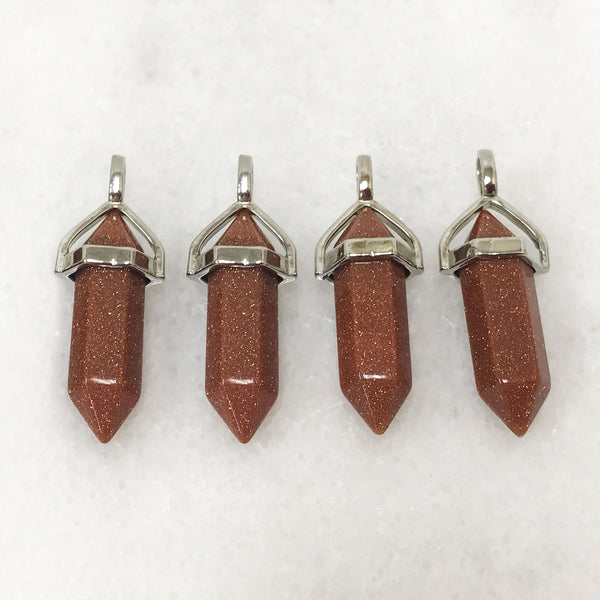Hexagonal Goldstone Bullet Point Pendants Wholesale - Gem Avenue