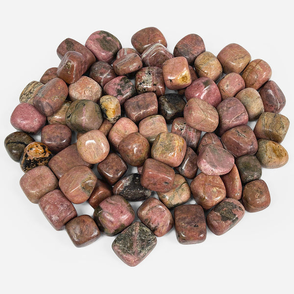 Natural Rhodonite Tumbled Stone Gemstones - 1 lb