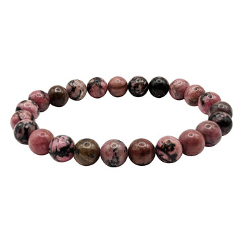 8mm Rhodonite Gemstone Unisex Handmade Stretch Bracelet