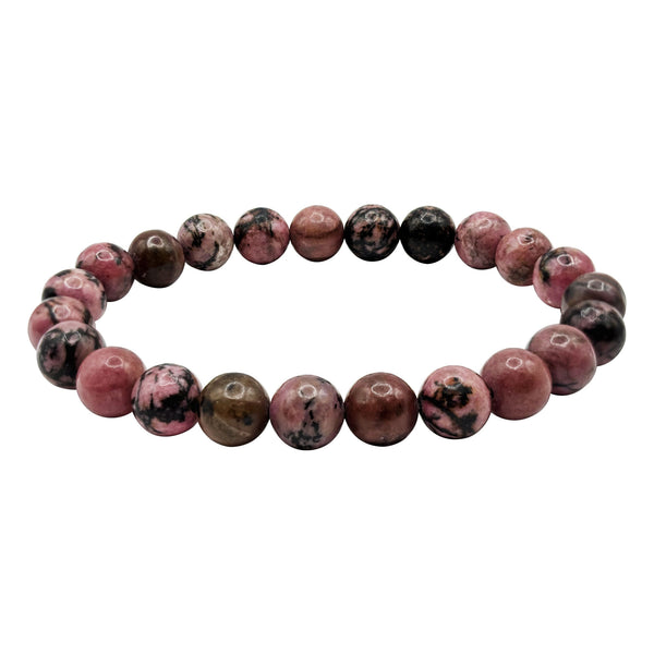 8mm Rhodonite Gemstone Unisex Handmade Stretch Bracelet