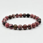 8mm Rhodonite Gemstone Unisex Handmade Stretch Bracelet