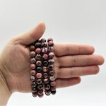 8mm Rhodonite Gemstone Unisex Handmade Stretch Bracelet