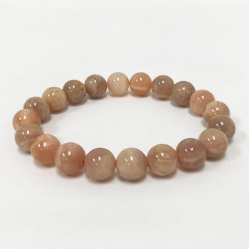 10mm Moonstone Bead Unisex Handmade Stretch Bracelet - Gem Avenue