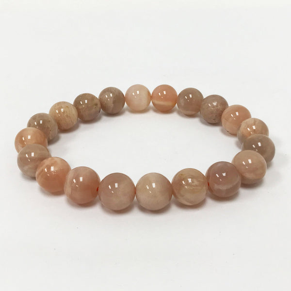 10mm Moonstone Bead Unisex Handmade Stretch Bracelet - Gem Avenue