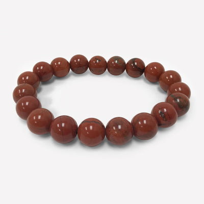 10mm Red Jasper Gemstone Bead Unisex Handmade Stretch Bracelet