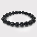 10mm Black Obsidian Gemstone Bead Unisex Handmade Stretch Bracelet