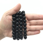10mm Black Obsidian Gemstone Bead Unisex Handmade Stretch Bracelet