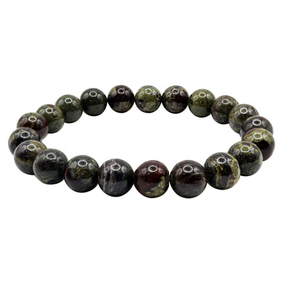 10mm Bloodstone Bead Unisex Handmade Stretch Bracelet