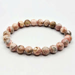 8mm Rhodochrosite Gemstone Stretch Bracelet Unisex One Size Fits All