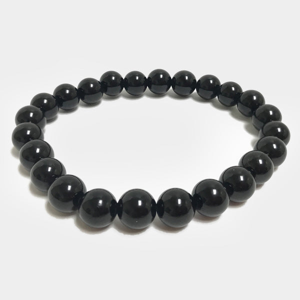 8mm Black Obsidian Gemstone Unisex Handmade Stretch Bracelet - Gem Avenue