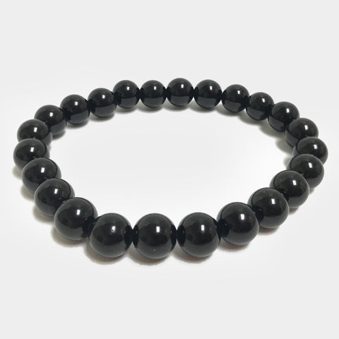 8mm Black Obsidian Gemstone Unisex Handmade Stretch Bracelet - Gem Avenue