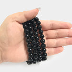 8mm Black Obsidian Gemstone Unisex Handmade Stretch Bracelet