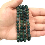 6mm Moss Agate Gemstone Unisex Stretch Bracelet