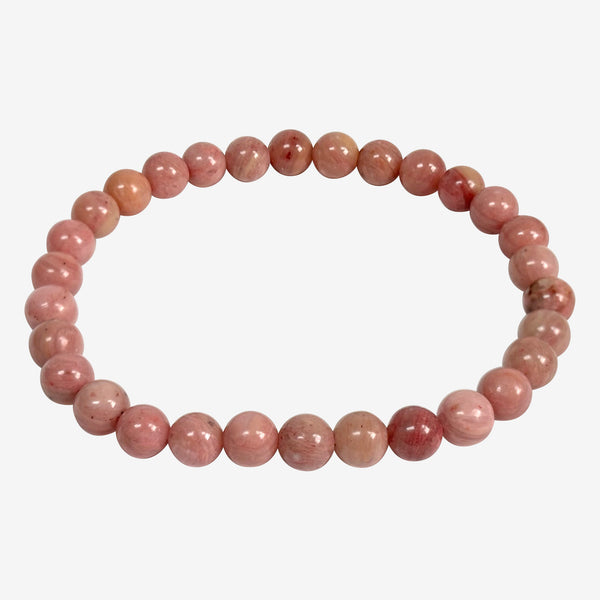 6mm Rhodonite Gemstone Unisex Stretch Bracelet - Gem Avenue Wholesale