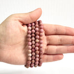 6mm Rhodonite Gemstone Unisex Stretch Bracelet